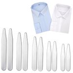 NAYAGOGO 10 PCS/ 5 Sizes Stainless Steel Collar Stiffeners, for Home Use Organizing Travel Mens Dress Shirt (5/5.6/6.3/7/ 7.6cm)