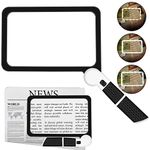 5X Magnifying Glass with 48 LED Light for Reading, Page Magnifier for Reading, Full Page Rectangle Lighted Magnifier, Large Viewing Area for Low Vision Person and Seniors