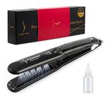 MADAMI Steam Hair Straightener Flat Iron Professional Ceramic Tourmaline 2-in-1 Straightening Iron, Adjustable 300-450F Salon Heat, 110-220V Dual Voltage, Black