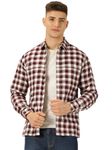 Thomas Scott Men's 100% Cotton Full Sleeves Maroon Checkered Casual Shirt (Maroon, XL)