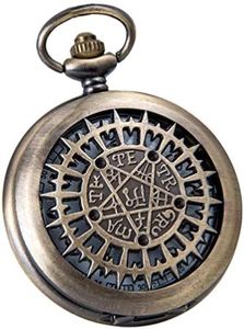 VIGOROSO Mens Pocket Watch Black Butler Antique Hollow Quartz Bronze Steampunk in Box