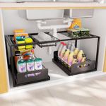 Under The Sink Organizer, Pull Out Cabinet Organizer 2 Tier Slide Out Sink Shelf Cabinet Storage Shelves,Under Sink Storage for Kitchen Bathroom Cabinet