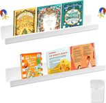 2 Pcs Magnetic Book Shelf for Whiteboard, Reusable Acrylic Floating Book Display Shelf with Pen Container,Floating Book Display Shelf for Kids Teacher Whiteboard Classroom (White)
