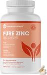 Pure Zinc Supplement, Natural Zinc Glycinate Supplements, (Chelated) 25mg, 120 - Pure Micronutrients