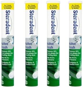 4 Pack Active Fresh Denture Cleaning Tablets - 120 Tablets, False Teeth Cleaner, Retainer, Denture & Mouth Guard Sterilising Tablets, Multipack Bundle for Fresh Hygiene and Stain Removal