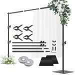 Fatazoii Backdrop Stand Heavy Duty, 2m x 3m Adjustable Background Frame with Metal Base, Pipe and Drape Backdrop Stand Kit for Photo Booth Video Studio Decoration Wedding Birthday Party Events