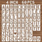 DZXCYZ 4 Inch Letter and Number Stencils, 68 Pcs Reusable Plastic Alphabet Spray Paint Stencils for Painting on Wood, Wall, Fabric, Rock, Chalkboard, Signage, Door Porch, DIY Art Projects