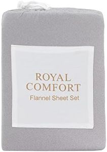 Royal Comfort Sheet Set Polar Fleece Ultra Soft Bedding 1 x Flat Sheet, 1 x Fitted Sheet, 2 x Pillowcases, (4 Pcs, King, Grey)