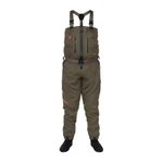 Snowbee STX2 Zip Front Breathable Stockingfoot Waders with Neoprene Socks, Waterproof Chest Waders for Fly Fishing & Wading, Large Long