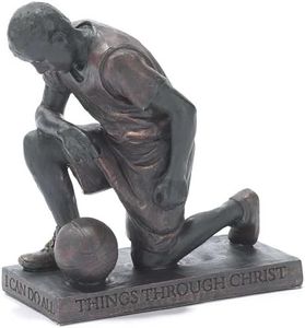 Dicksons Through Christ Praying Basketball 5 inch Grey Resin Stone Table Top Figurine