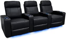 Valencia Piacenza Home Theater Seating | Premium Top Grain Nappa 9000 Leather, Power Recliner, LED Lighting (Row of 3, Black)