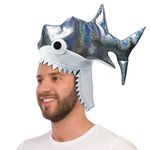 Shark Costume Hat. Twinkling Silver Shark costume Party Crazy Hat with 3D Embroidered Eyes.