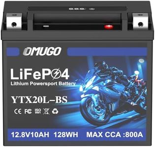 OMUGO YTX20L-BS Lithium Motorcycle Battery 12V 10Ah 800CCA LiFePO4 – Powersports Replacement for ATV, UTV, Snowmobile, Jet Ski, PWC, Scooter, Lawn Mower & Tractor