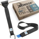 valonic CONDOR - soft loop tie down straps heavy duty - EN-12195-2, 2 pack, 1750kg, 45cm, 35mm, black - for motorcycle handlebar, motorbike, roof rack