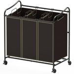 SimpleHouseware Heavy-Duty 3-Bag Laundry Sorter Rolling Cart, Bronze