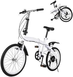 TFCFL Vélo pliable de 20 pouces, hauteur réglable, léger, 7 vitesses, levier de vitesse, double frein en V, vélo adulte pour homme, femme, étudiant, blanc
