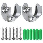 Pveath 2 Pack Stainless Steel Closet Pole Sockets, Heavy Duty Closet Rod End Supports Flange Rod Holder with Screws, U Shaped, Easy Installation Or Quick Removal (32MM)