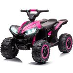 Voltz Toys ATV Ride-On Toy Car for Kids, 12V Off-Road Battery Powered Electric Quad 4 Wheeler Car for Kids with LED Lights, High/Low Speeds, MP3 Player (Pink)