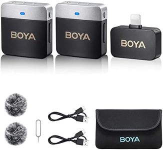 Boya BY-M1V6 Wireless Lavalier Microphone,Dual Mini iPhone Microphone Play&Play with Noise Cancelling & Mono/Stereo for iphone14/13/iPad YouTube/Vlog/Interview/Podcast