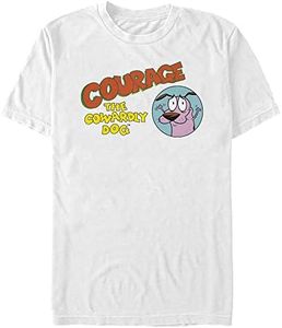 Warner Bros. Mens Courage The Cowardly Dog Courage Logo Men's Tops Short Sleeve Tee Shirt, White, X-Large Big Tall