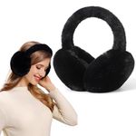 FSMILIING Black Ear Muffs Women Earmuffs Fluffy Womens Ear Muffs Adjustable Winter Fur Earmuffs For Women Adult