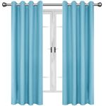 JIVINER Light Blocking Linen Curtains for Boys Bedroom, Window Thermal Insulated Solid Grommet Top Black Out Curtains/Drapes/Panels for Kids Room (Light Blue, W42 X L63,2 Panels)