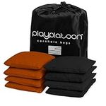 Weather Resistant Cornhole Bean Bags Set of 8 - Regulation Size & Weight - 4 Burnt Orange & 4 Black Corn Hole Bags