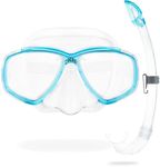 Cressi Perla Separate Glass Mask & Snorkel Set for Adults - Low-Volume Diving Mask - Dry-Top Snorkel Set - For Diving & Snorkelling - Transparent/Aquamarine - Combo Set Perla Mask + Mexico Snorke