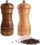 Salt and Pepper Grinders Set,Ouktor Manual Wooden Salt and Pepper Mills Shakers, Ceramic Rotor with Strong Adjustable Coarseness (5.5inch)