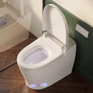 RekeSmt Smart Toilet with Built-in Tank - Electric Bidet Toilet with Side Knob Control, Foot Sensor Operation, Auto Flush, Heated Seat, Instant Warm Water, Air Dryer, 1.06 GPF One-Piece Toilet