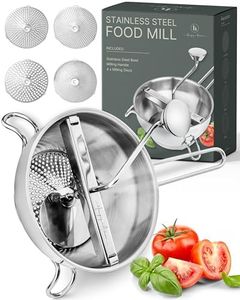 Upgraded 4-Disc Stainless Steel Food Mill – Ergonomic Rotary Design for Tomato Sauce, Applesauce, Baby Food, Mashed Potatoes, Jams, and More