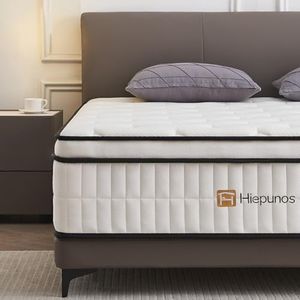 Hiepunos Matelas 180x200 cm, Épaisseur 26cm, Hybride Matelas en Mousse à mémoire de Forme à Ressorts ensachés Indépendants, 7 Zones de Confort, H3 H4 Moyenne Ferme, Durable, Soutien Parfait