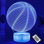 FULLOSUN Basketball Night Light, 3D Illusion Optical LED Bedside Lamp with Remote Control 16 Colors Changing, Room Home Decoration Gift for Sports Fan Kid Teen Boy Man Child Birthday Christmas