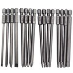 Wolfride 16pcs Screwdriver Bits Set Magnetic Phillips Torx Hex Slotted Head Drill Bit Set 1/4 Inch Hex Shank 100mm Length