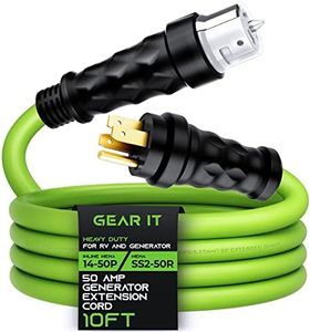 GEARit 50-Amp Generator Extension Cord (10 Ft) Inline NEMA 14-50P to SS2-50R Twist Lock Connector STW 6/3+8/1 AWG 125/250V for 50A Power Inlet Box, RV Camper, Generator to House - 10 feet