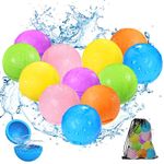 UCIDCI Water Toys for Kids, Reusable Water Balloons, 12Pack Silicone Self Sealing Water Balls, Quick Refill Soft Water Bombs for Outdoor Summer Splash Party, Water Fight Game, Bath Toy Gift for Kids