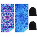 Hopton 2 Pcs Microfiber Beach Towel, 180×80 CM Beach Towels For Adults Extra Large, Sand Free,Quick Drying,Lightweight, Portable Swimming Towel For Women Men Gym Yoga Camping Sports