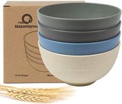 shopwithgreen Wheat Straw Cereal Bowls, Resuable Bowls for Kitchen, Set of 4, Microwave and Dishwasher Safe, for Soup, Oatmeal, Ramen, RV, Camping, Kids, College Dorm Room, 26 OZ, Coastal Color