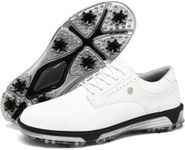 ULTIANT Mens Golf Shoes Traditions Spikeless Size 7.5-13(White,45)