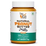 Trubite Natural Peanut Butter (Creamy) (1kg) | Unsweetened | 30g Protein | Non GMO | Gluten Free | Cholesterol Free