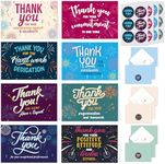 Decorably Work Cards with Envelopes & Stickers - 24 Pack Employee Appreciation Cards with Envelopes & Stickers, Blank Inside 6x4in Employee Thank You Cards for Employees Appreciation