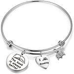 Book Lover Bracelet Literary Jewelry The Book is Always Better I Love Reading Charm Bangle Writers Author Student Librarian Gift (Book Lover Bracelet)