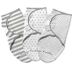 CuddleBug Adjustable Baby Swaddle Blanket & Wrap (Spots & Stripes), Pack of 3 (Small/Medium 0-3 Months Old)