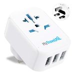 US To UK Plug Adapter With USB Ports | MyTravelPal® World To UK Charger - Accepts USA, Europe, Australia, China Plugs For Use in UK | Type G Adaptor