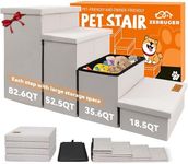 Zerbuger Dog Stairs with Storage 23" H, 4-Step Wider Dog Steps for High Beds Window, Folding Sturdy Pet Stairs Gift for Small/Medium/Large Old Dogs Cat, Ramp for Climbing Car Up to 200 lbs, Beige