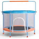 Panana 55'' Outdoor Trampoline Rebounder With Adjustable Foam Handle, Safety Enclosure Net Recreational Toddler Trampoline for Kids Adults Space Hopper Indoor Outdoor