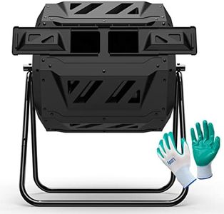 Compost Tumbler Bin Composter Dual Chamber 43 Gallon (Bundled with Pearson's Gardening Gloves)