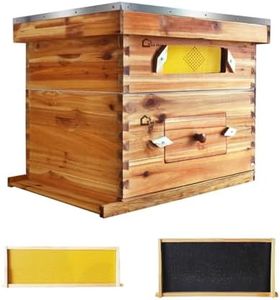 10-Frame Complete Bee Hives and Supplies Starter Kit Dipped in 100% Beeswax, Includes 1 Deep Hive Bee Box and 1 Bee Hive Super with Acrylic Window, Beehive Frames and Foundation for Beekeepers