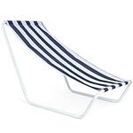 Neloheac Lightweight Collapsible Laying Down Beach Chair Sunlounger Blue Straps, Portable Chaise Lounger Chair with Carrying Bag, Outdoor Patio Sling Lounge Chair for Pool Swimming Lawn