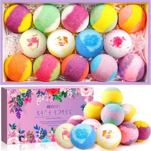 MAISITOO Bombes de Bain Lot de 14,Coffret Cadeau Boules de Bain Bulles Pétillantes aux Huiles Essentielles Naturelles Comme Spa Bain Moussant Noël Saint Valentin Cadeau aux femmes